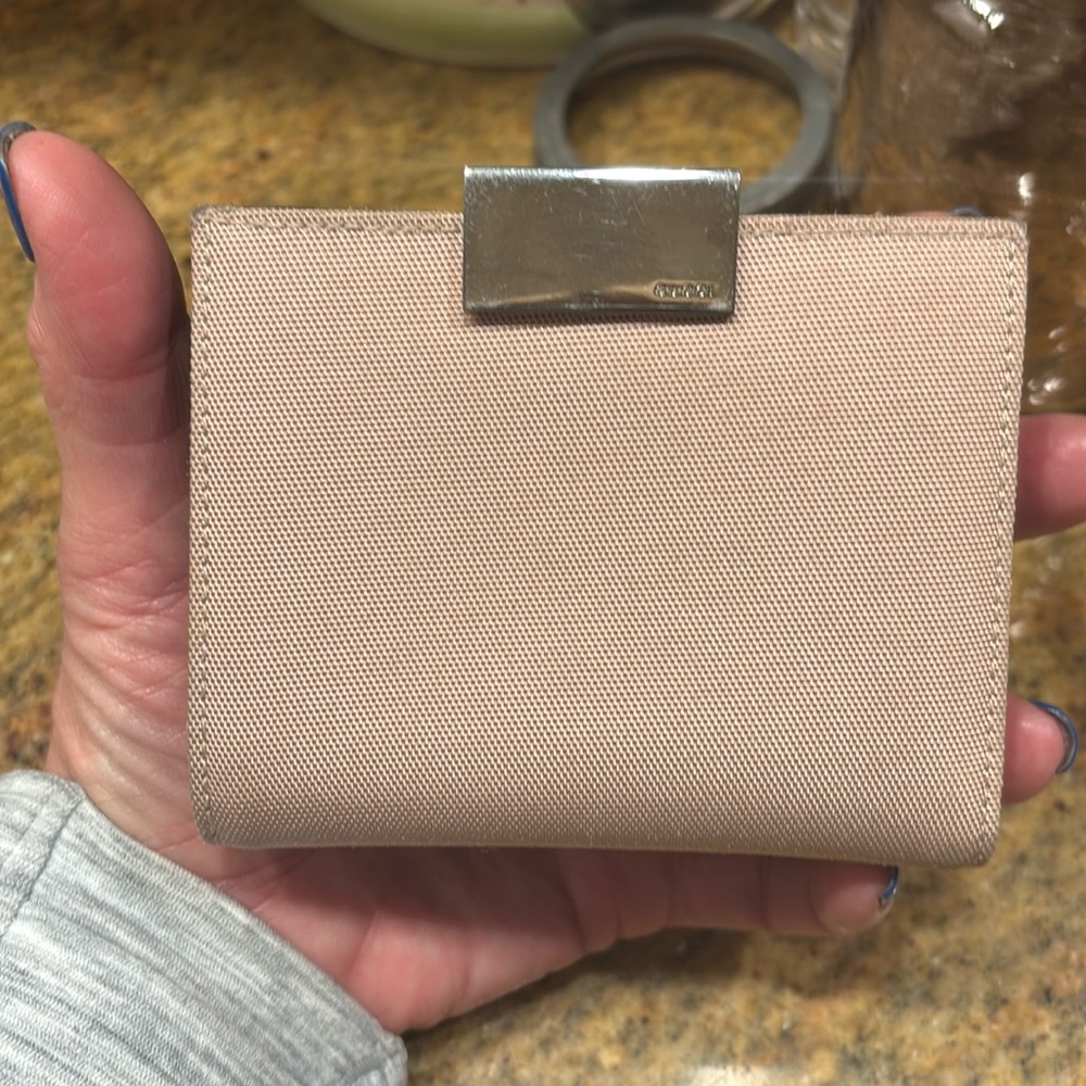 Vintage Gucci Unisex canvas and calf leather wallet with dust bag